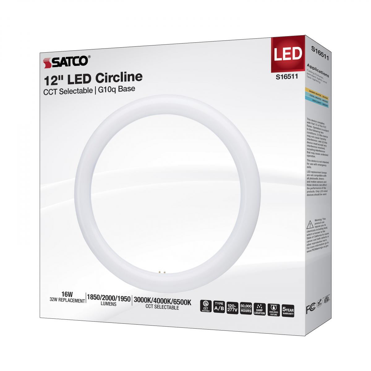 Satco LED Circline Lamps - G10Q Base, CCT Selectable - Bees Lighting