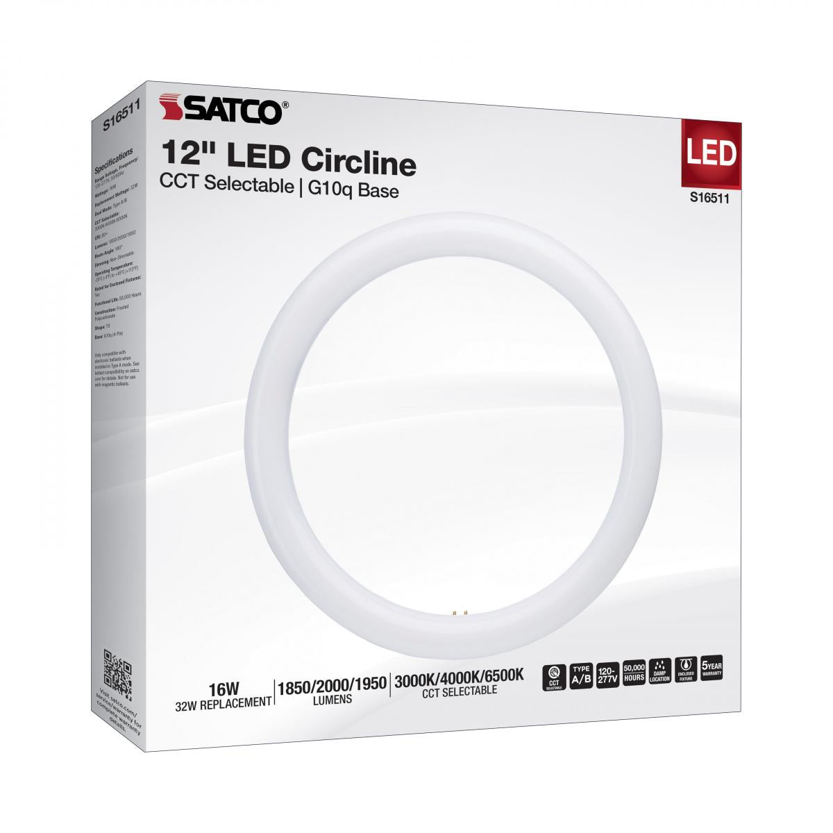 Satco LED Circline Lamps - G10Q Base, CCT Selectable - Bees Lighting