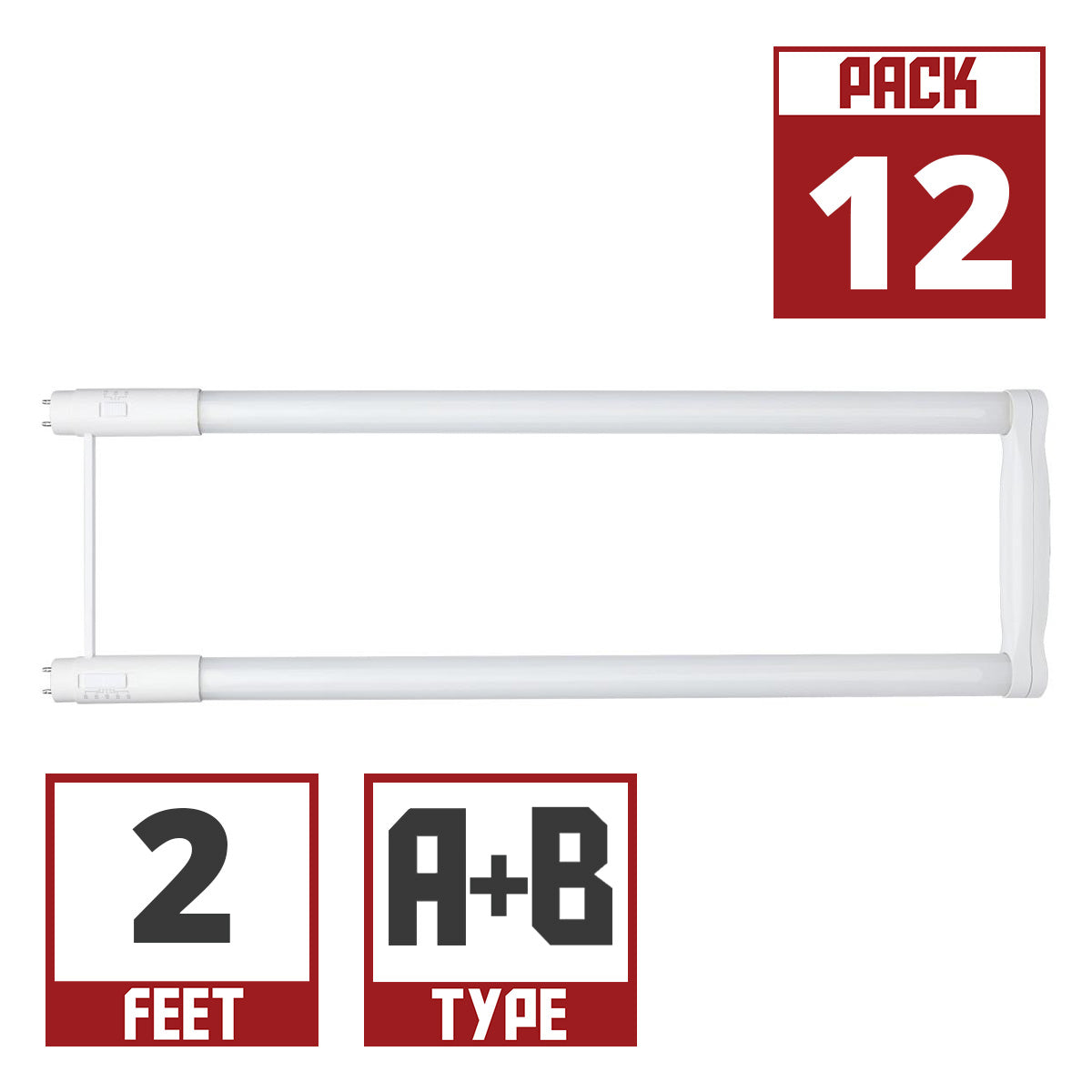 T8 U Bend LED Bulb U6, 12W|13W|15W, 2200lm, 3000K to 6500K, Type A+B, 12-Pack - Bees Lighting