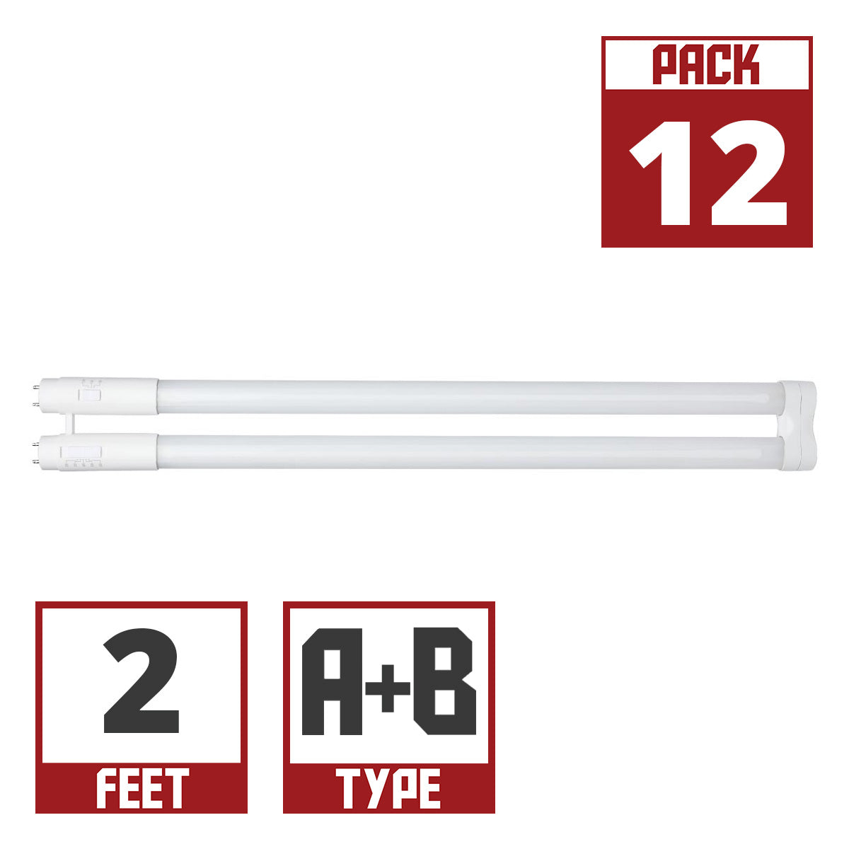 T8 U Bend LED Bulb U1, 12W|13W|15W, 2200lm, 3000K to 6500K, Type A+B, 10-Pack - Bees Lighting