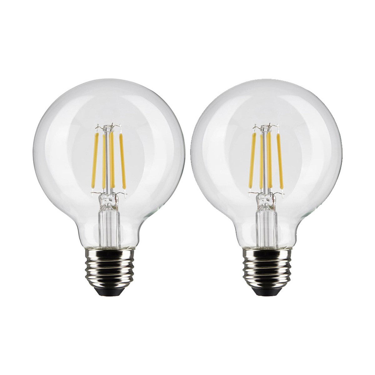 G25 Filament LED Globe Bulb, 5 Watts, 350 Lumens, 2700K, E26 Medium Base, Clear, Pack of 2 - Bees Lighting