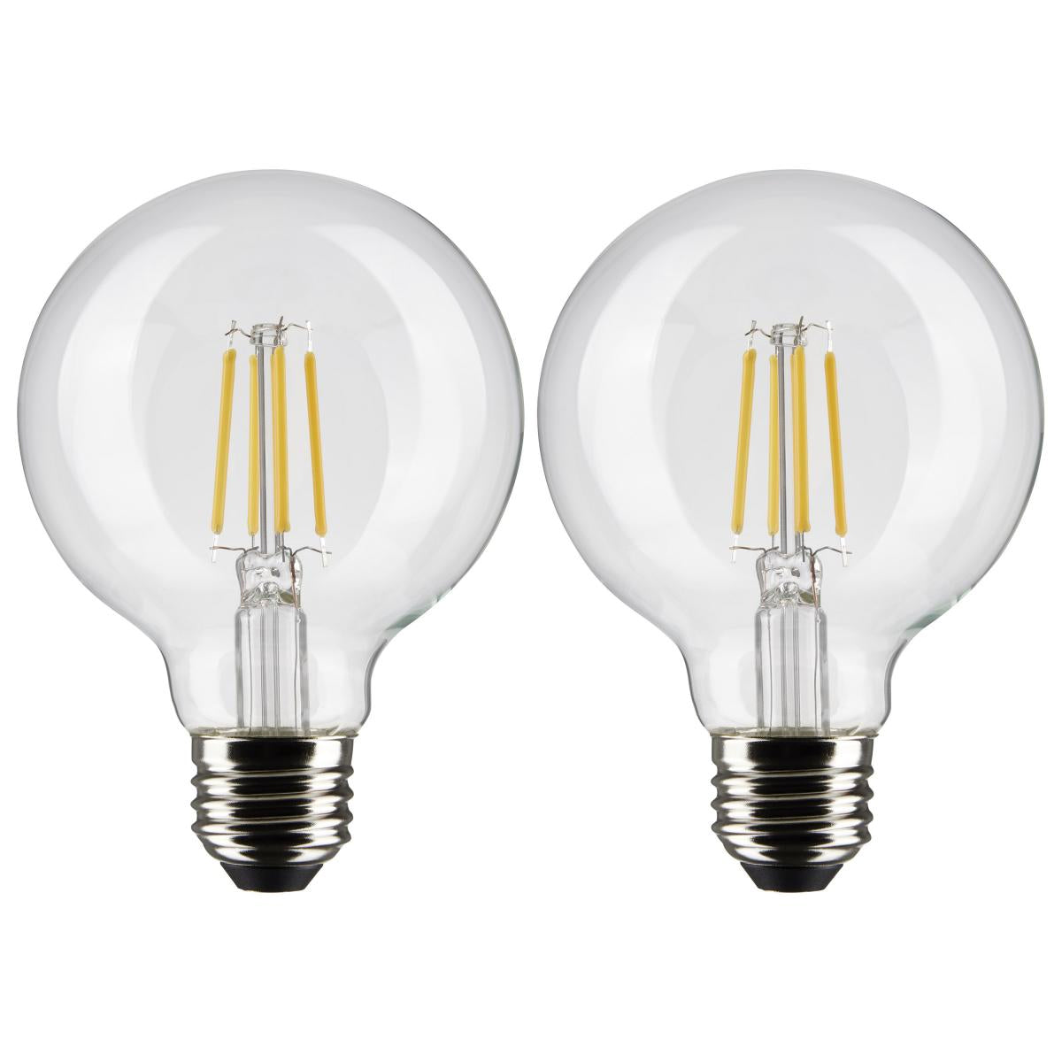 G25 Filament LED Globe Bulb, 5 Watts, 350 Lumens, 3000K, E26 Medium Base, Clear, Pack of 2 - Bees Lighting