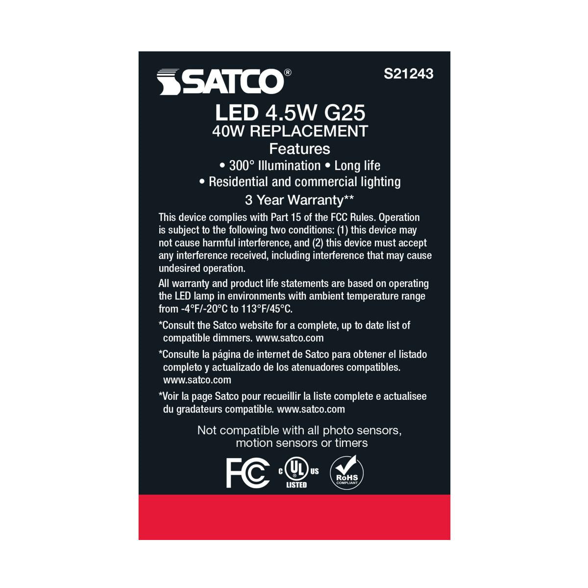 G25 Filament LED Globe Bulb, 5 Watts, 350 Lumens, 3000K, E26 Medium Base, Clear, Pack of 2 - Bees Lighting