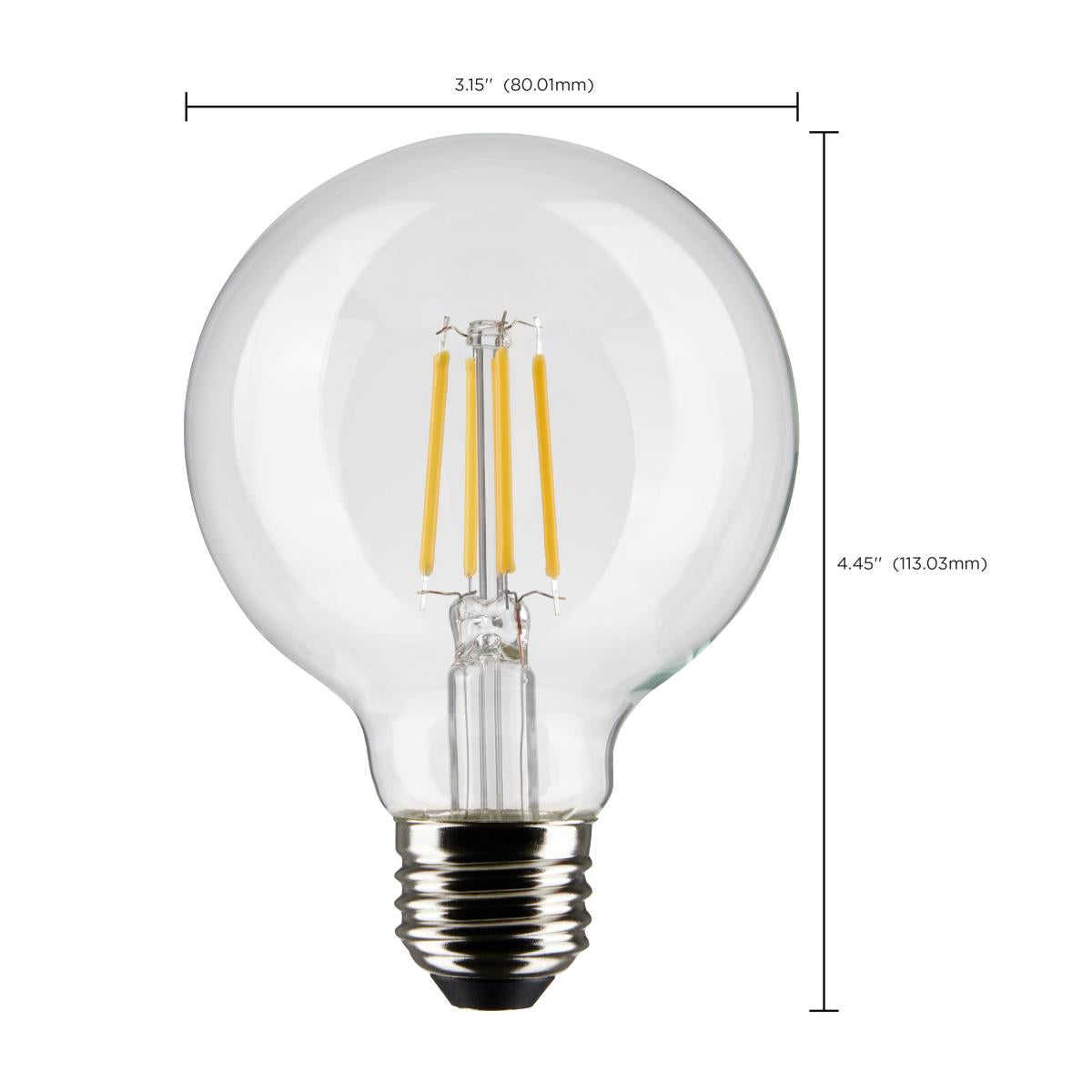 G25 Filament LED Globe Bulb, 5 Watts, 350 Lumens, 3000K, E26 Medium Base, Clear, Pack of 2 - Bees Lighting