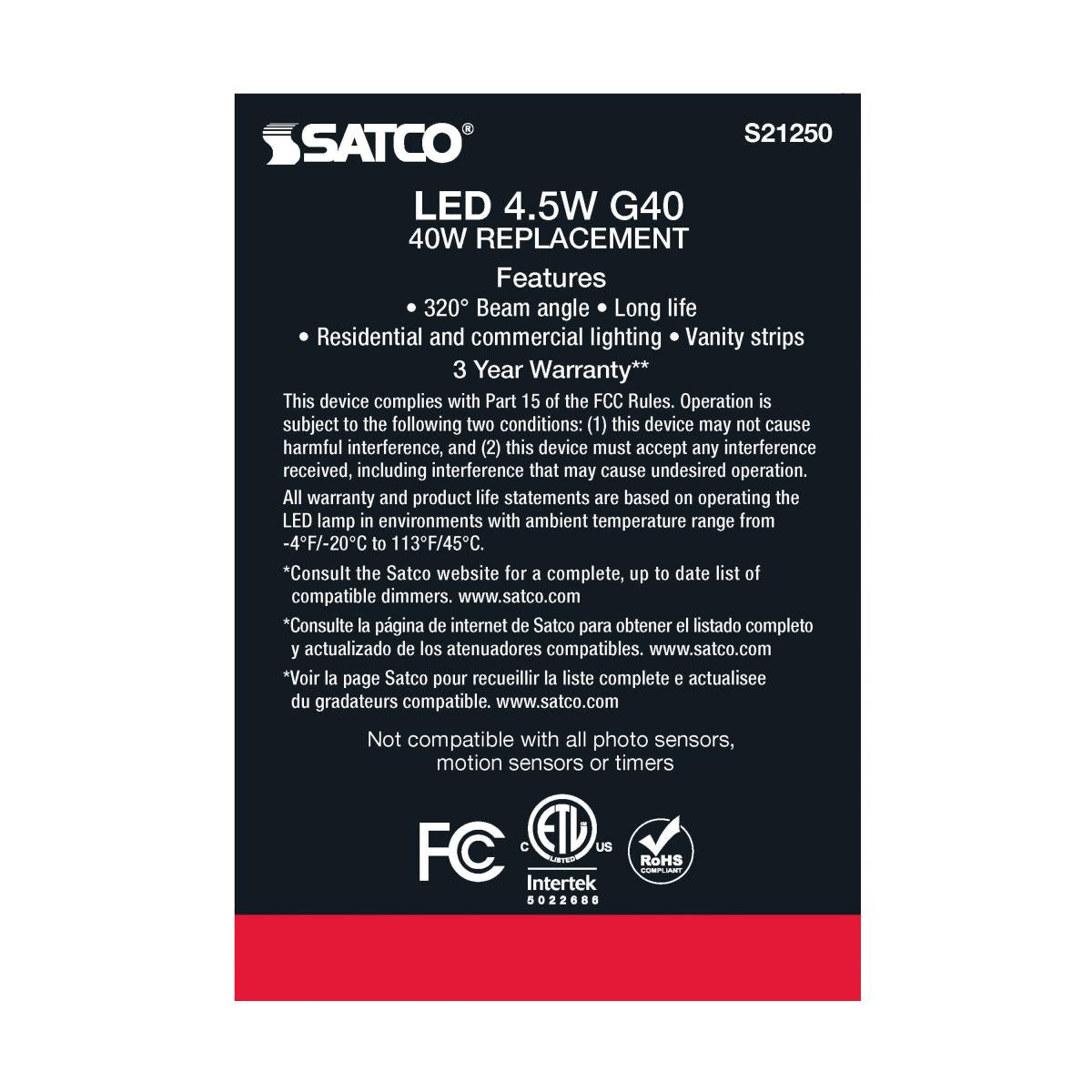 G40 LED Globe Bulb, 5 Watts, 350 Lumens, 40W Equal, 2700K, E26 Medium Base, Frosted - Bees Lighting