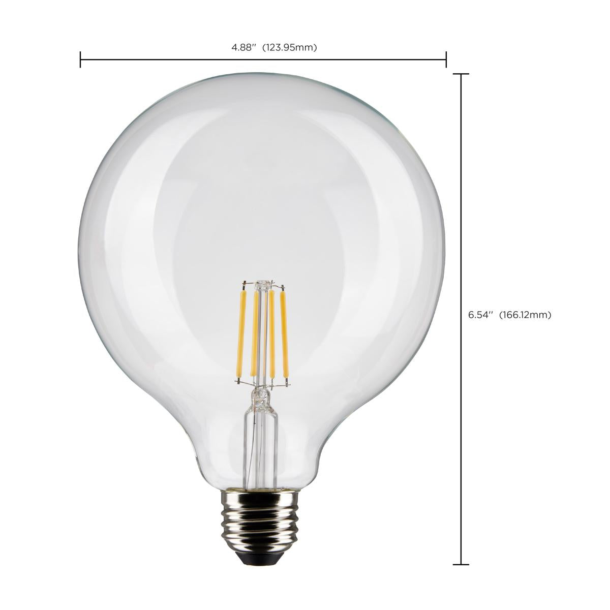 G40 Filament LED Globe Bulb, 6 Watts, 500 Lumens, 60W Equal, 2700K, E26 Medium Base, Clear - Bees Lighting