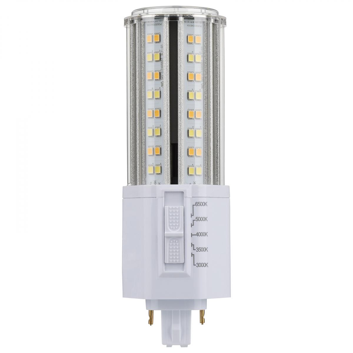 2 pin PL LED Bulb, 14 Watt, 1820 Lumens, Selectable CCT 3000K to 6500K, Universal, Replaces 26W CFL, G24d Base, Type B Ballast Bypass