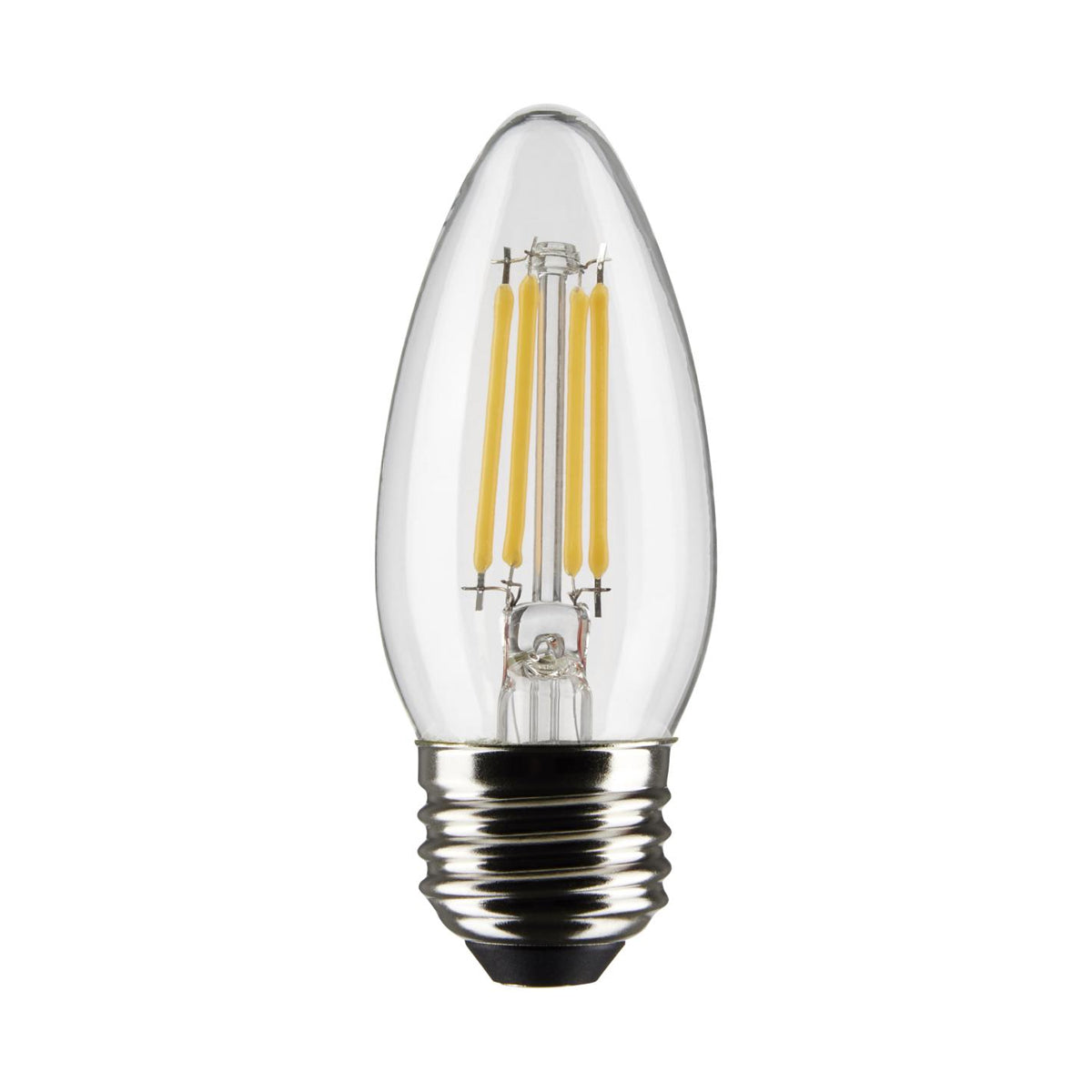 B11 Candle LED Bulb, 40W Equivalent,4 Watt, 350 Lumens, 2700K, E26 Medium Base, Clear Finish, Pack Of 2