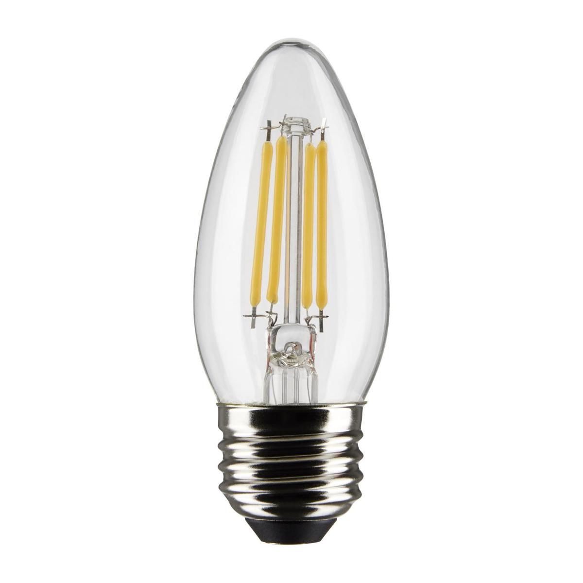 B11 Candle Filament LED Bulb, 40W Equivalent,4 Watt, 350 Lumens, 3000K, E26 Medium Base, Clear Finish, Pack Of 2