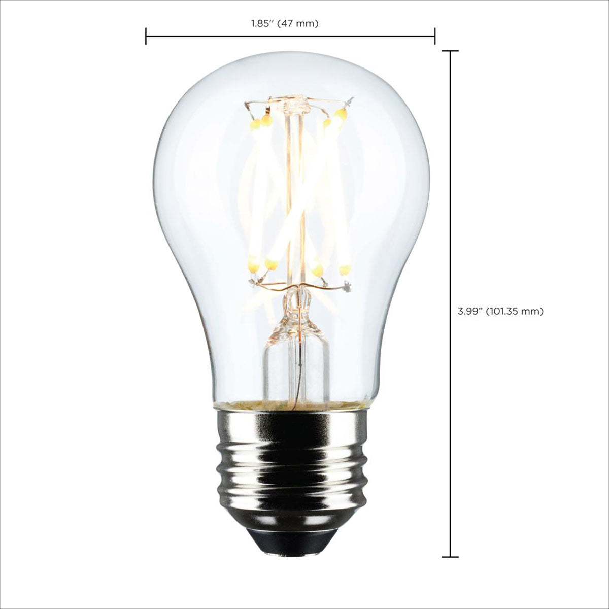 A15 LED Filament Bulb, 6 Watts, 450 Lumens, 2700K, E26 Medium Base, Clear Finish, Pack of 2 - Bees Lighting