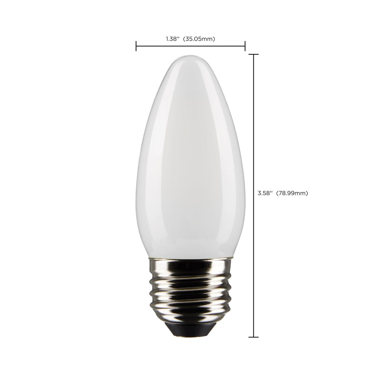 B11 Candle LED Bulb, 6 Watts, 500 Lumens, 5000K, E26 Medium Base, Frosted, Pack of 2 - Bees Lighting