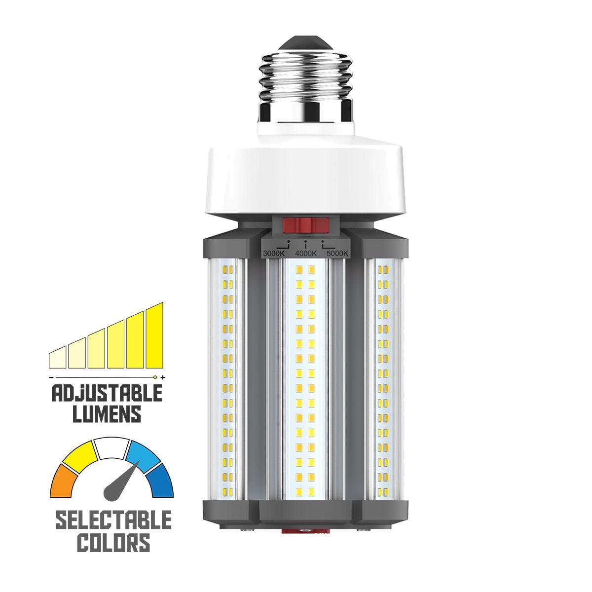 Hi-Pro Retrofit LED Corn Bulb, 45W, 6300 Lumens, Selectable CCT, 30K/40K/50K, E26 Base, 120-277V - Bees Lighting