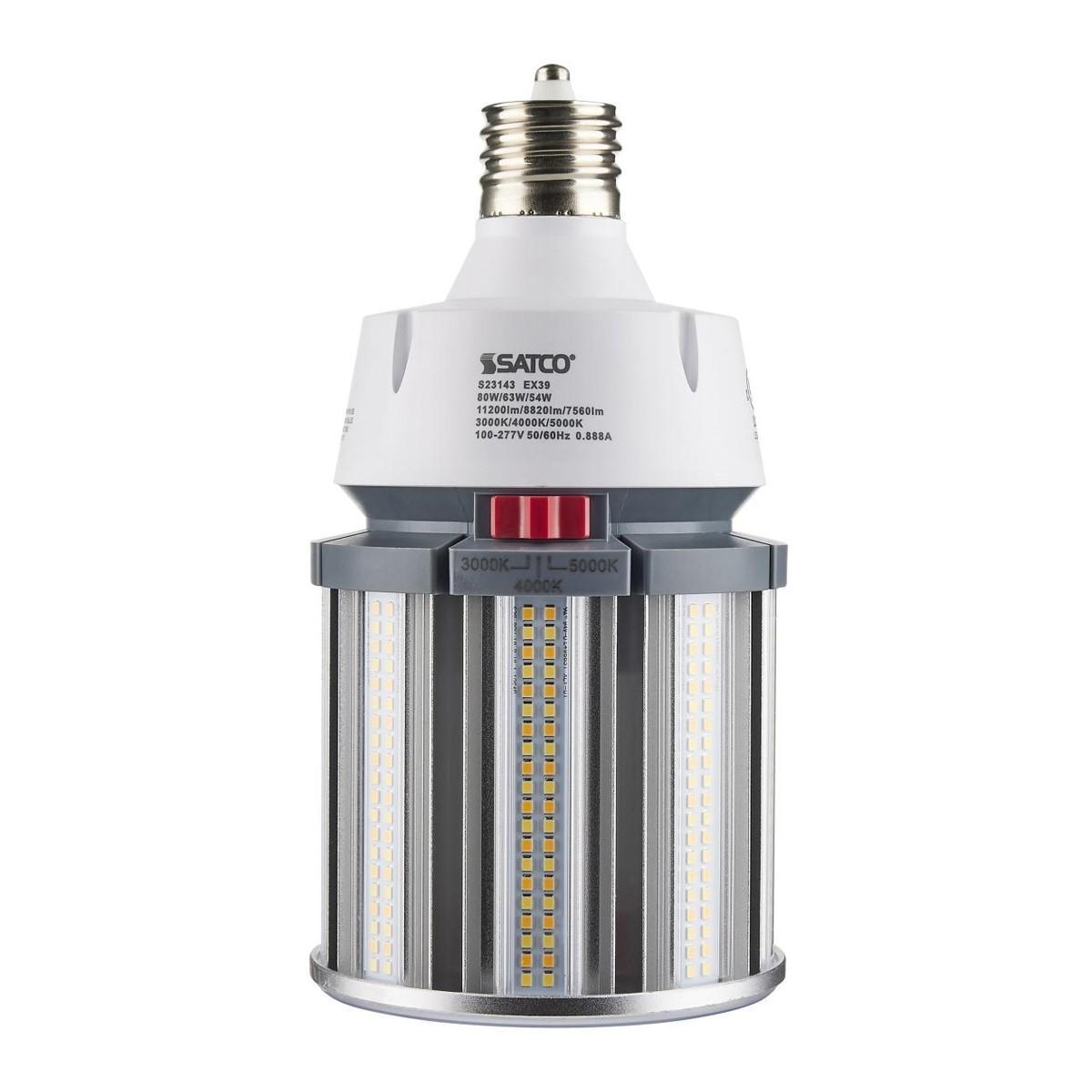 Hi-Pro Retrofit LED Corn Bulb, 80W, 11200 Lumens, Selectable CCT, 30K/40K/50K, EX39 Mogul Extended Base, 120-277V - Bees Lighting