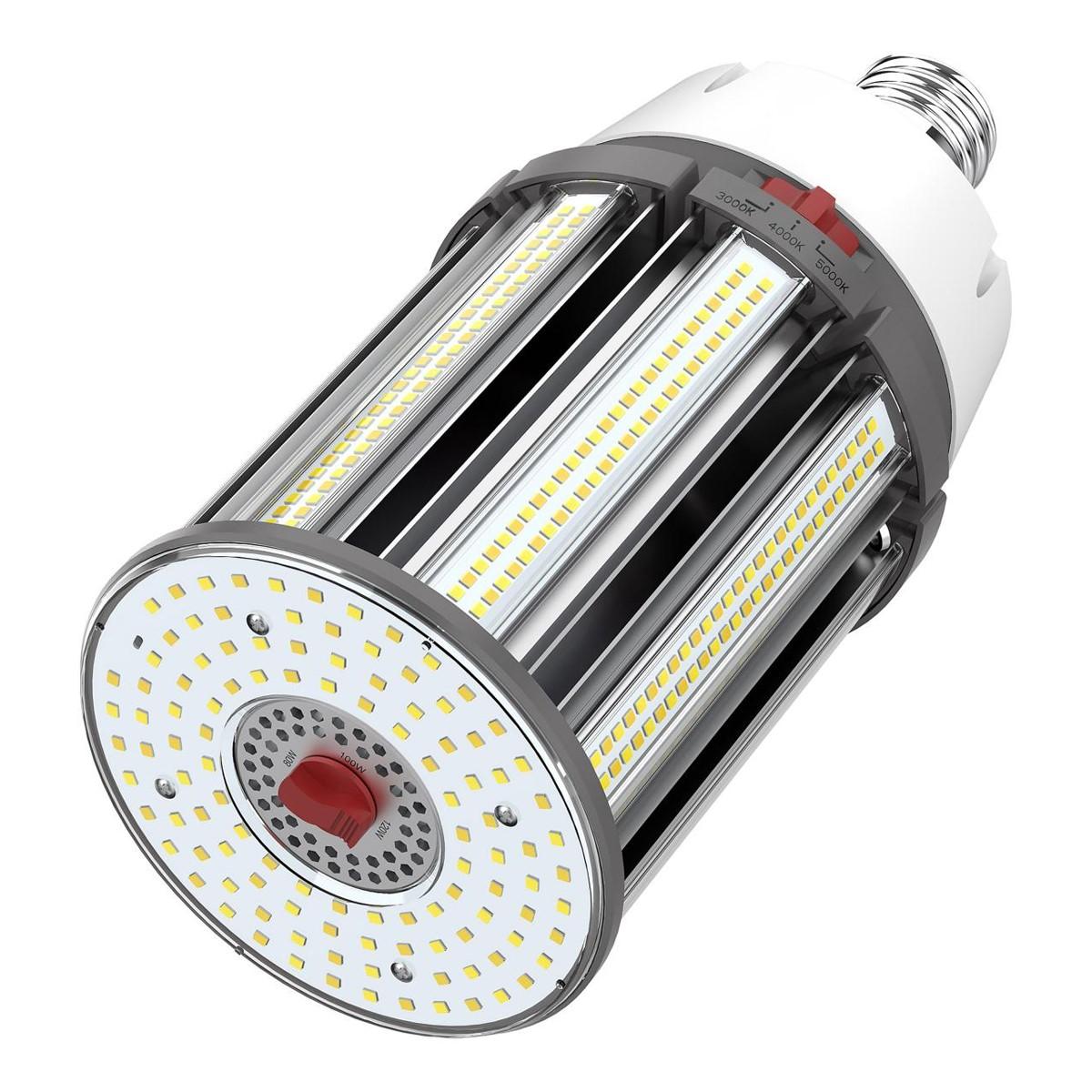 Hi-Pro Retrofit LED Corn Bulb, 120W, 16800 Lumens, Selectable CCT, 30K/40K/50K, EX39 Mogul Extended Base, 120-277V - Bees Lighting