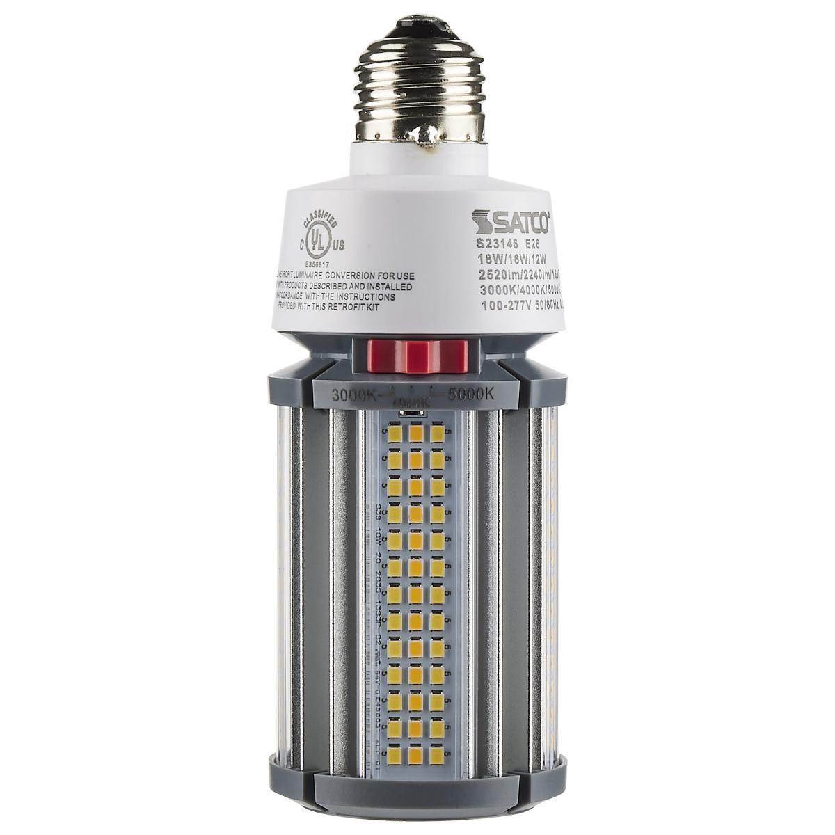 Hi-Pro Retrofit LED Corn Bulb, 18W, 2520 Lumens, Selectable CCT, 30K/40K/50K, E26 Base, 120-277V