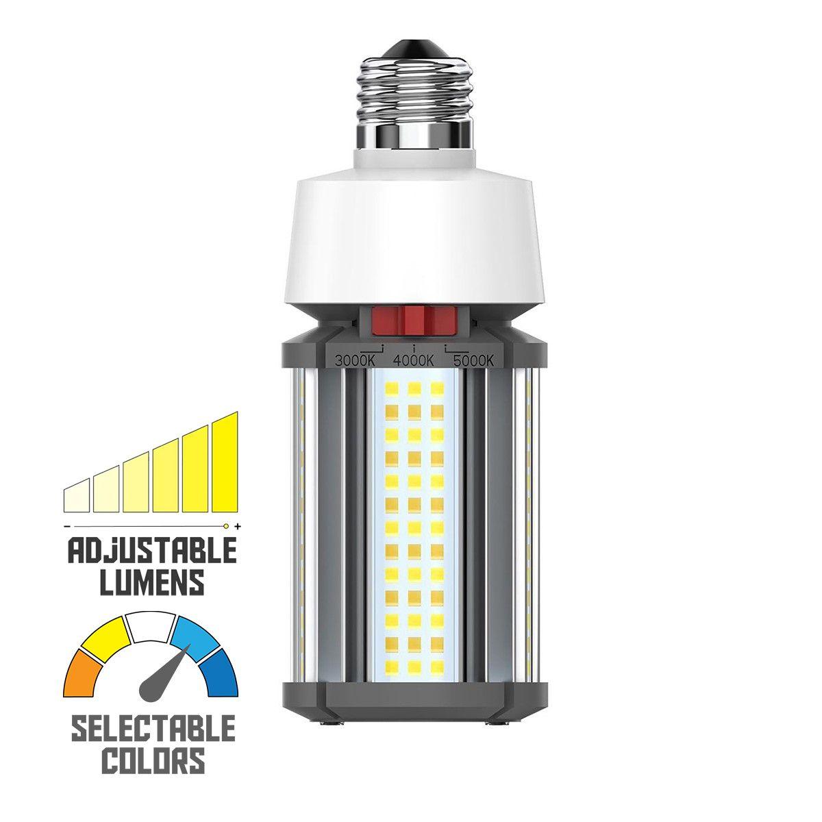 Retrofit LED Corn Bulb, 18W, 2520 Lumens, Selectable CCT, 30K/40K/50K, E26 Base, 347V - Bees Lighting
