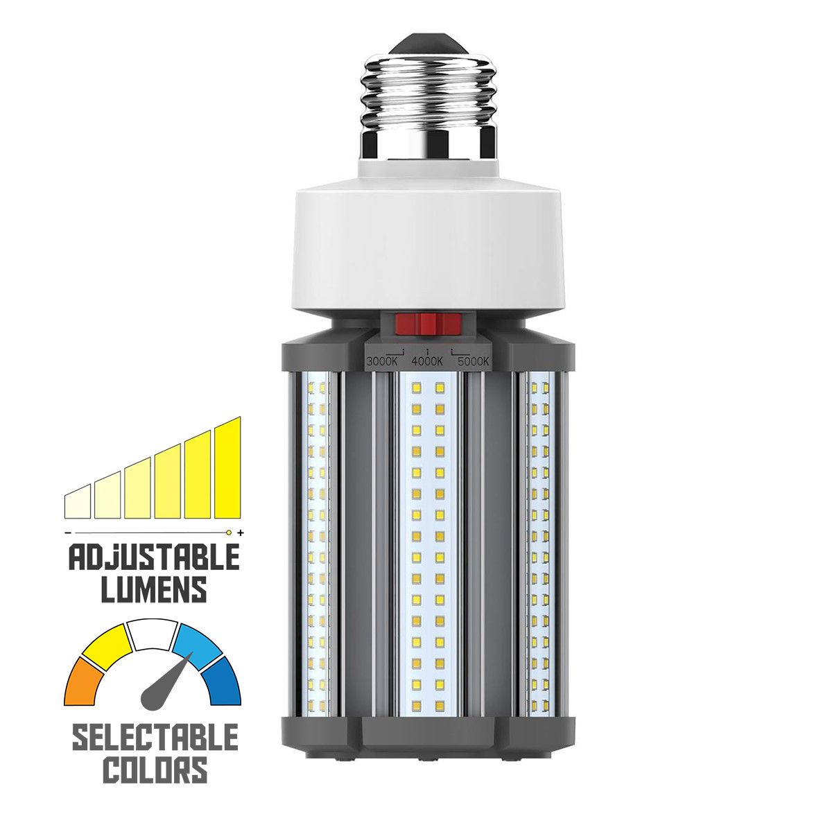 Retrofit LED Corn Bulb, 36W, 5040 Lumens, Selectable CCT, 30K/40K/50K, E26 Base, 480V