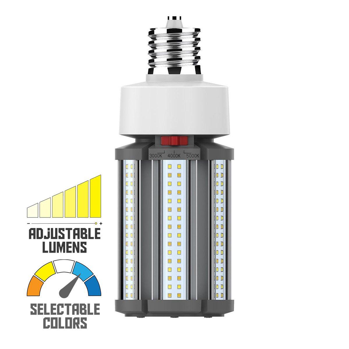 Retrofit LED Corn Bulb, 36W, 5040 Lumens, Selectable CCT, 30K/40K/50K, EX39 Mogul Extended Base, 480V