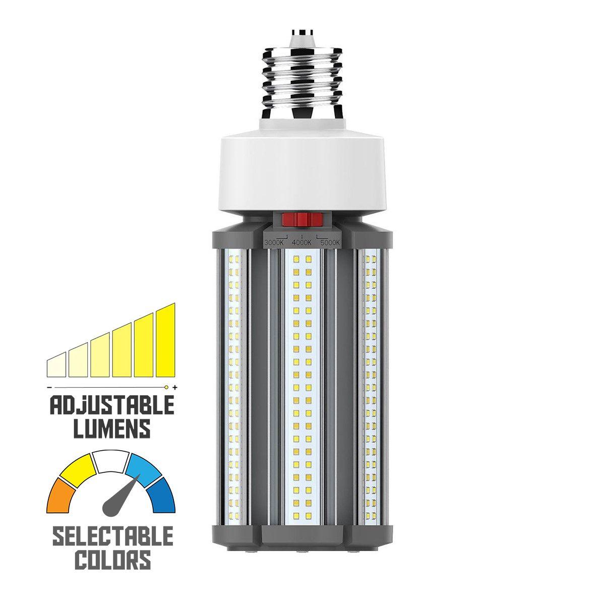 Retrofit LED Corn Bulb, 45W, 6300 Lumens, Selectable CCT, 30K/40K/50K, EX39 Mogul Extended Base, 480V - Bees Lighting