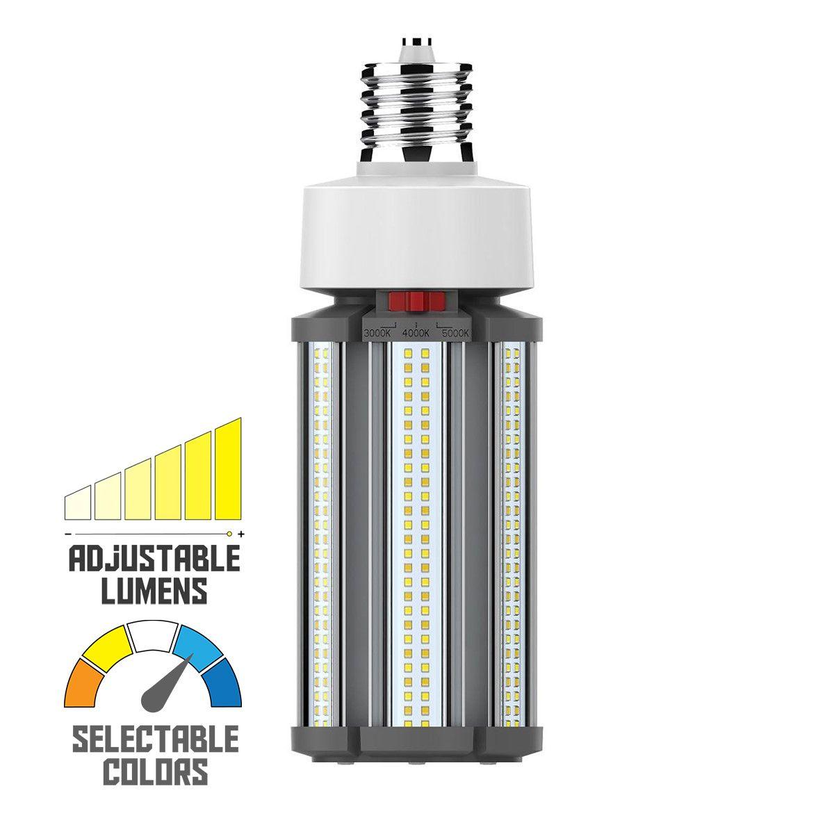 Retrofit LED Corn Bulb, 54W, 7560 Lumens, Selectable CCT, 30K/40K/50K, EX39 Mogul Extended Base, 480V - Bees Lighting