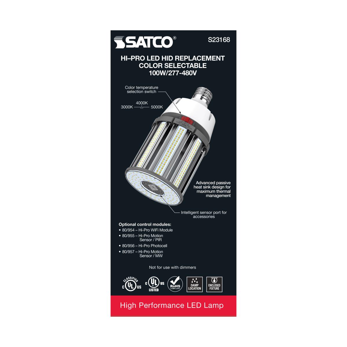 Retrofit LED Corn Bulb Omnidirectional, 100 Watts, 14000lm, Selectable CCT, EX39 Mogul, 480V - Bees Lighting