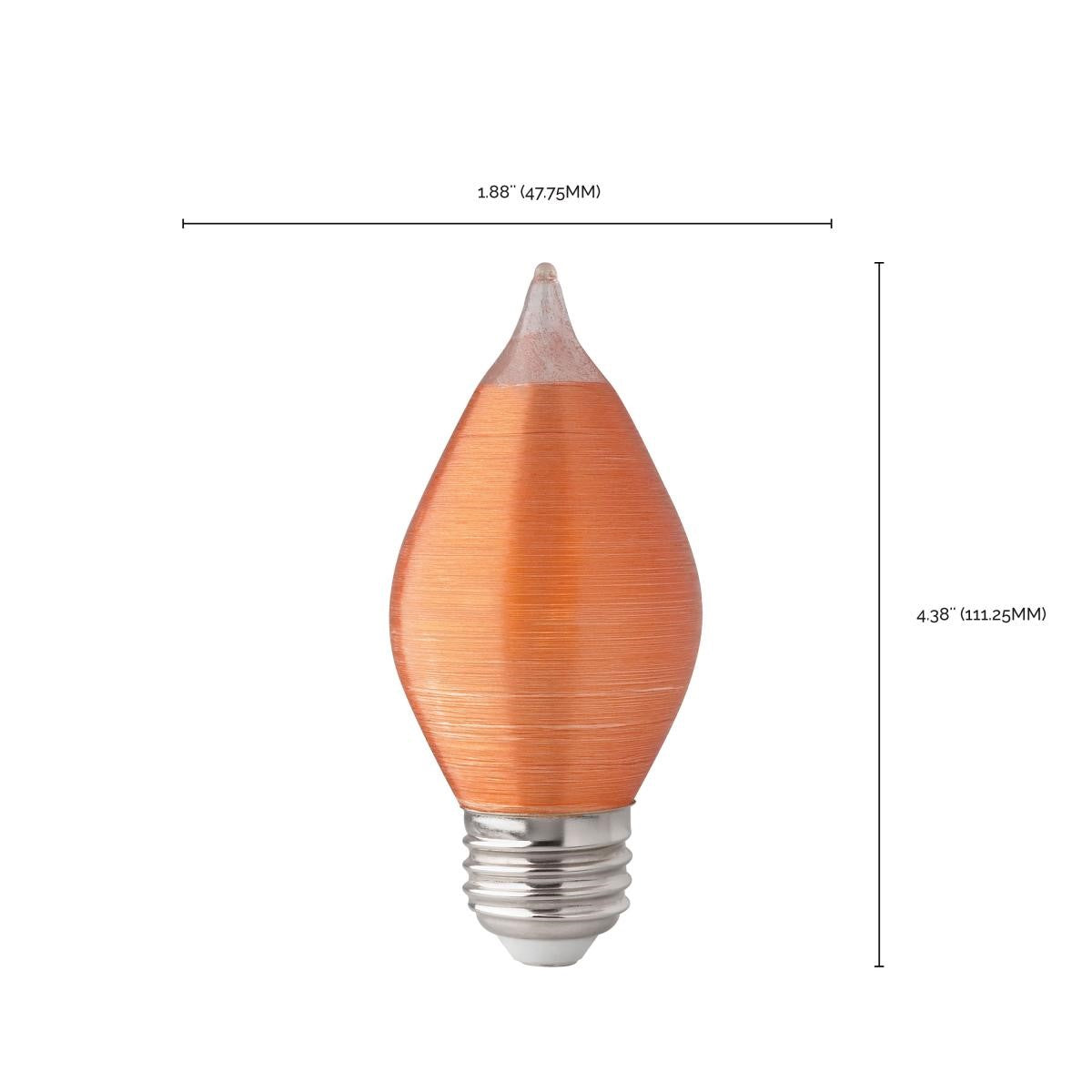 C15 Filament LED Bulb, 4W, 240 Lumens, 40W Equal, 2100K, E26 Base, Satin Spun Amber Finish - Bees Lighting