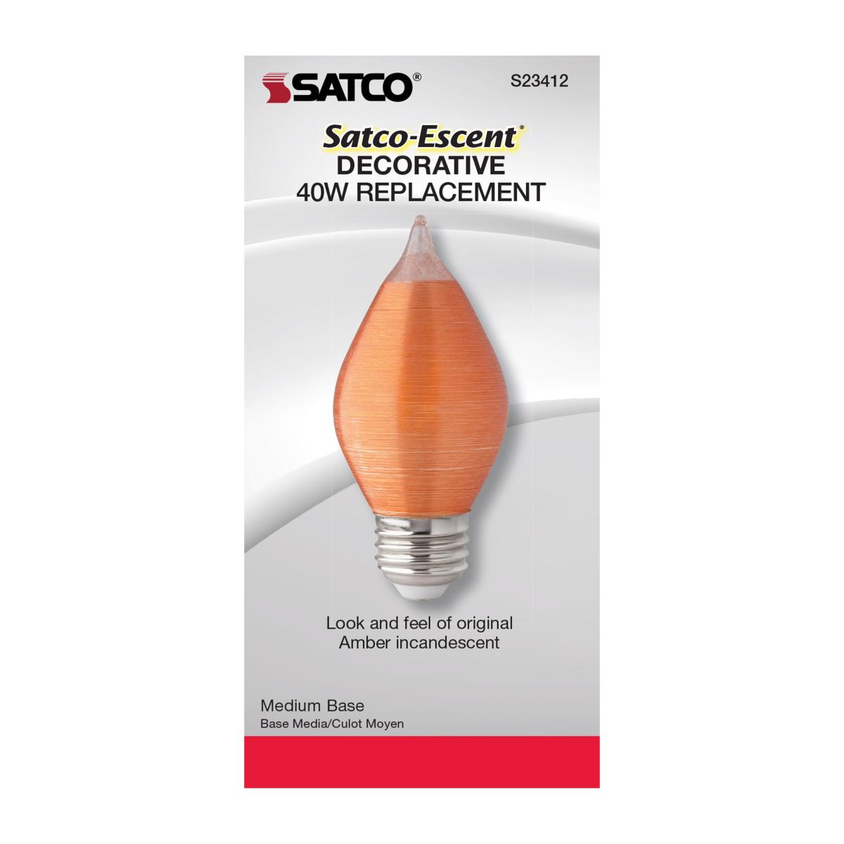 C15 Filament LED Bulb, 4W, 240 Lumens, 40W Equal, 2100K, E26 Base, Satin Spun Amber Finish - Bees Lighting