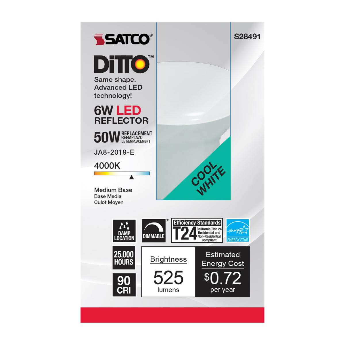 R20/BR20 LED Bulb, 7 Watts, 525 Lumens, 4000K, E26 Medium Base, 107° Flood, Dimmable - Bees Lighting