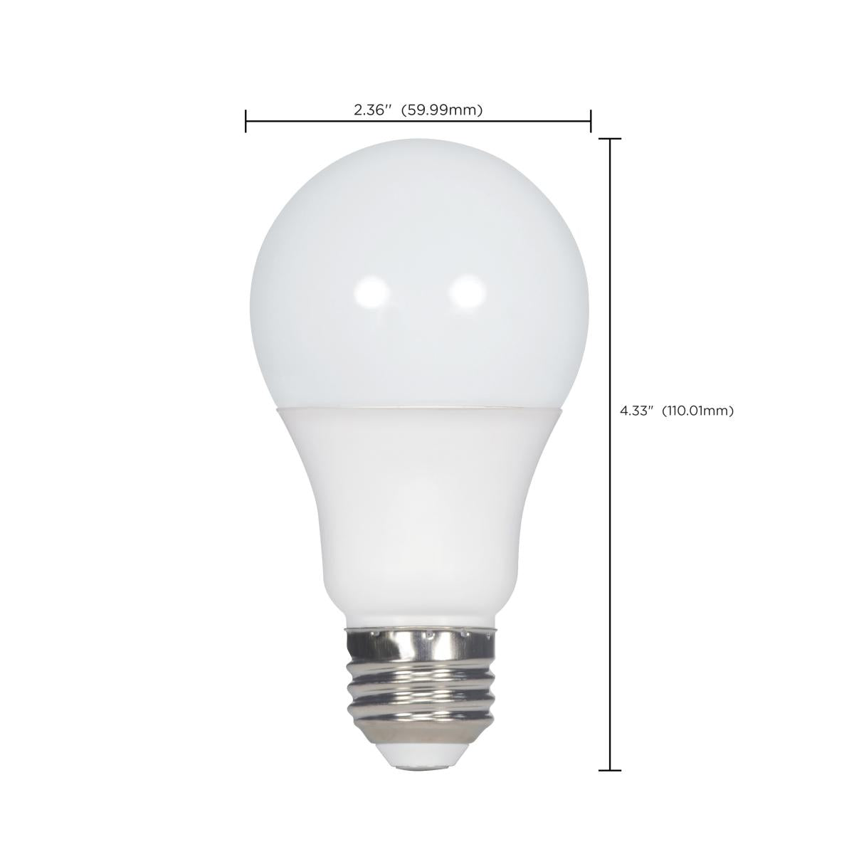 A19 LED Bulb, 60W Equivalent, 10 Watts, 800 Lumens, 3000K, E26 Medium Base, Frosted, Pack of 4 - Bees Lighting