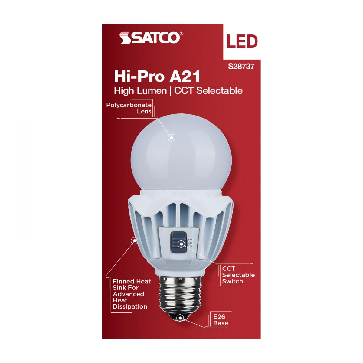 Hi-Pro A21 LED Bulb, 20 Watts, 3000 Lumens, 27K|40K|50K, 150W Equal, E26 Base, 120-277V - Bees Lighting
