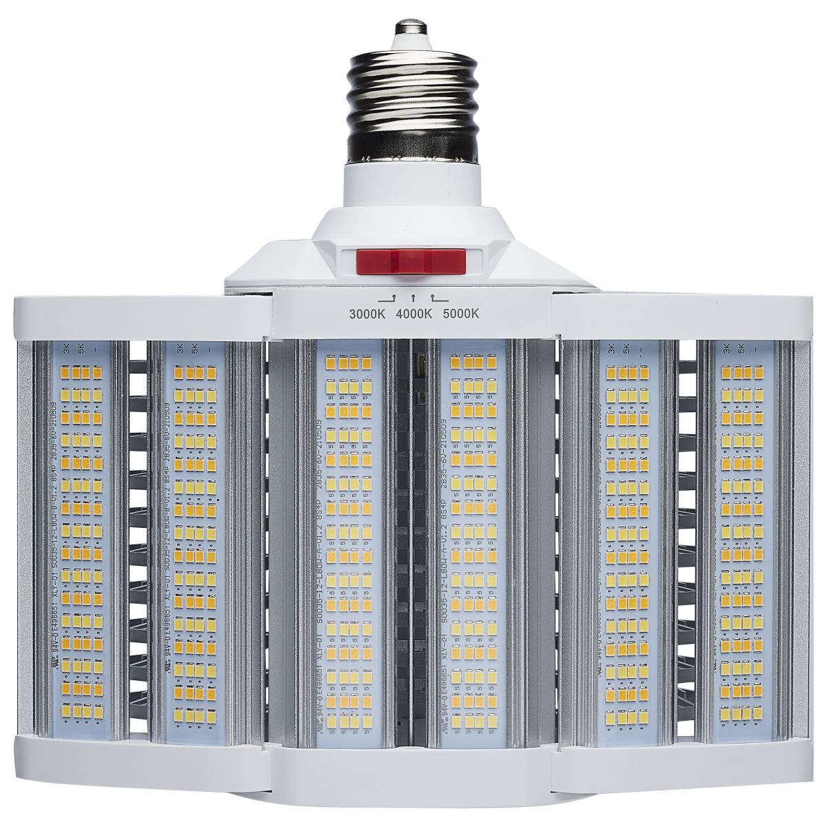 Wall Pack/Shoebox LED Retrofit Lamp, Wattage Selectable 60W/70W/80W, 11200 Lumens, Selectable CCT 30K/40K/50K, EX39 Mogul Extended Base, 120-277V