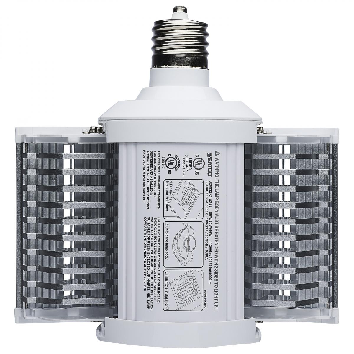 Wall Pack/Shoebox LED Retrofit Lamp, Wattage Selectable 60W/70W/80W, 11200 Lumens, Selectable CCT 30K/40K/50K, EX39 Mogul Extended Base, 120-277V - Bees Lighting
