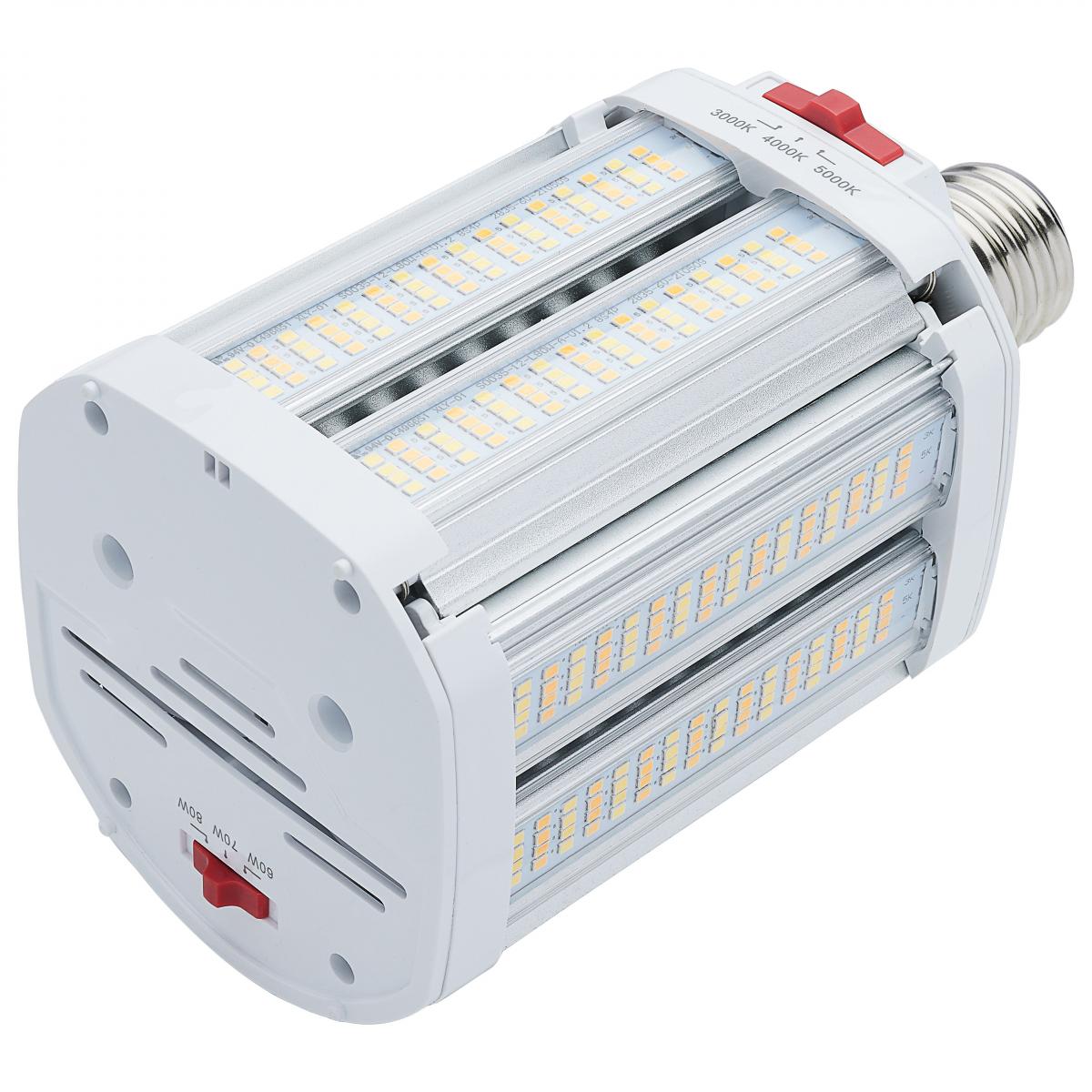 Wall Pack/Shoebox LED Retrofit Lamp, Wattage Selectable 60W/70W/80W, 11200 Lumens, Selectable CCT 30K/40K/50K, EX39 Mogul Extended Base, 120-277V - Bees Lighting