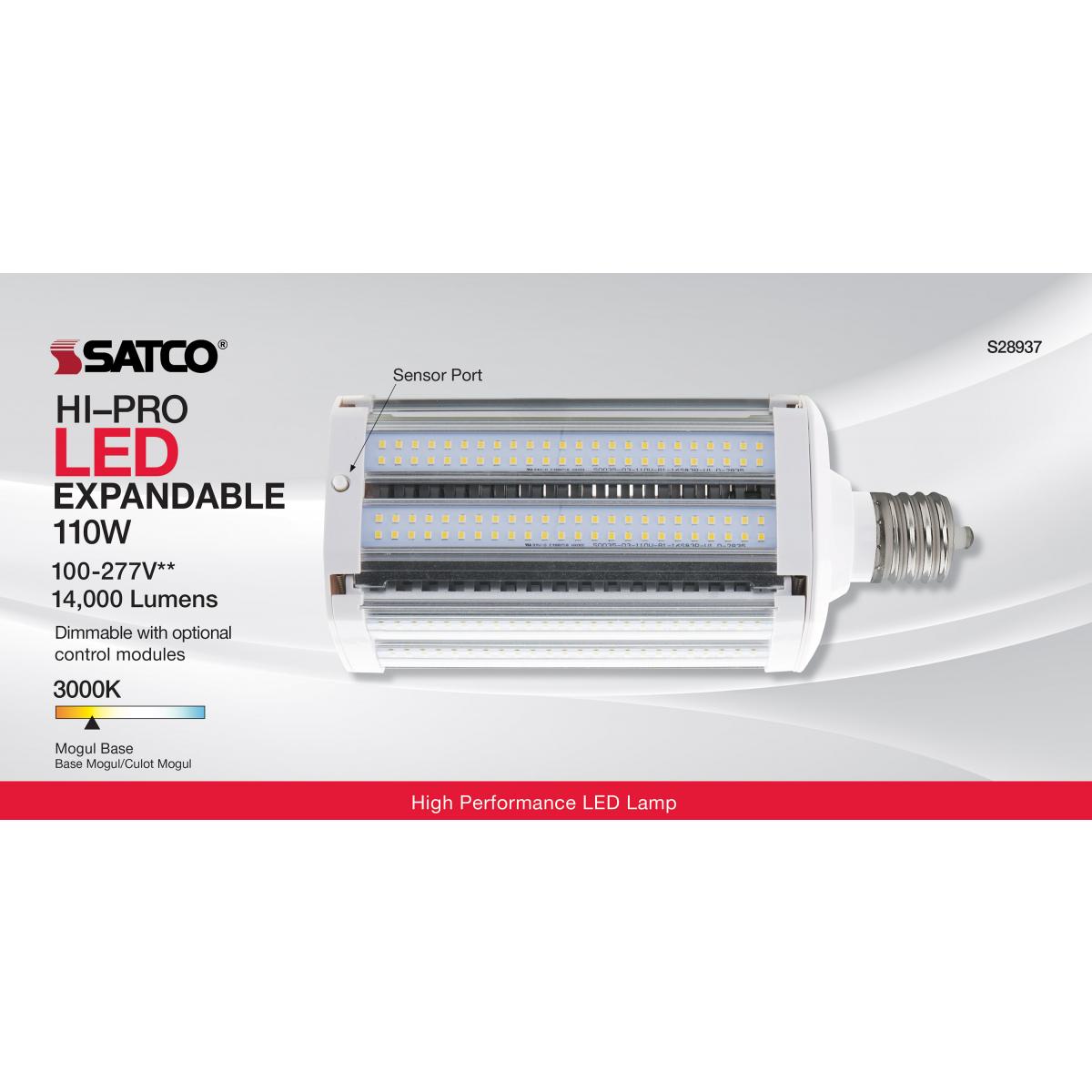 Hi-Pro LED Expandable Shoe Box Lamp, 110W, 14300 Lumens, 3000K, EX39 Mogul Base, 120-277V - Bees Lighting