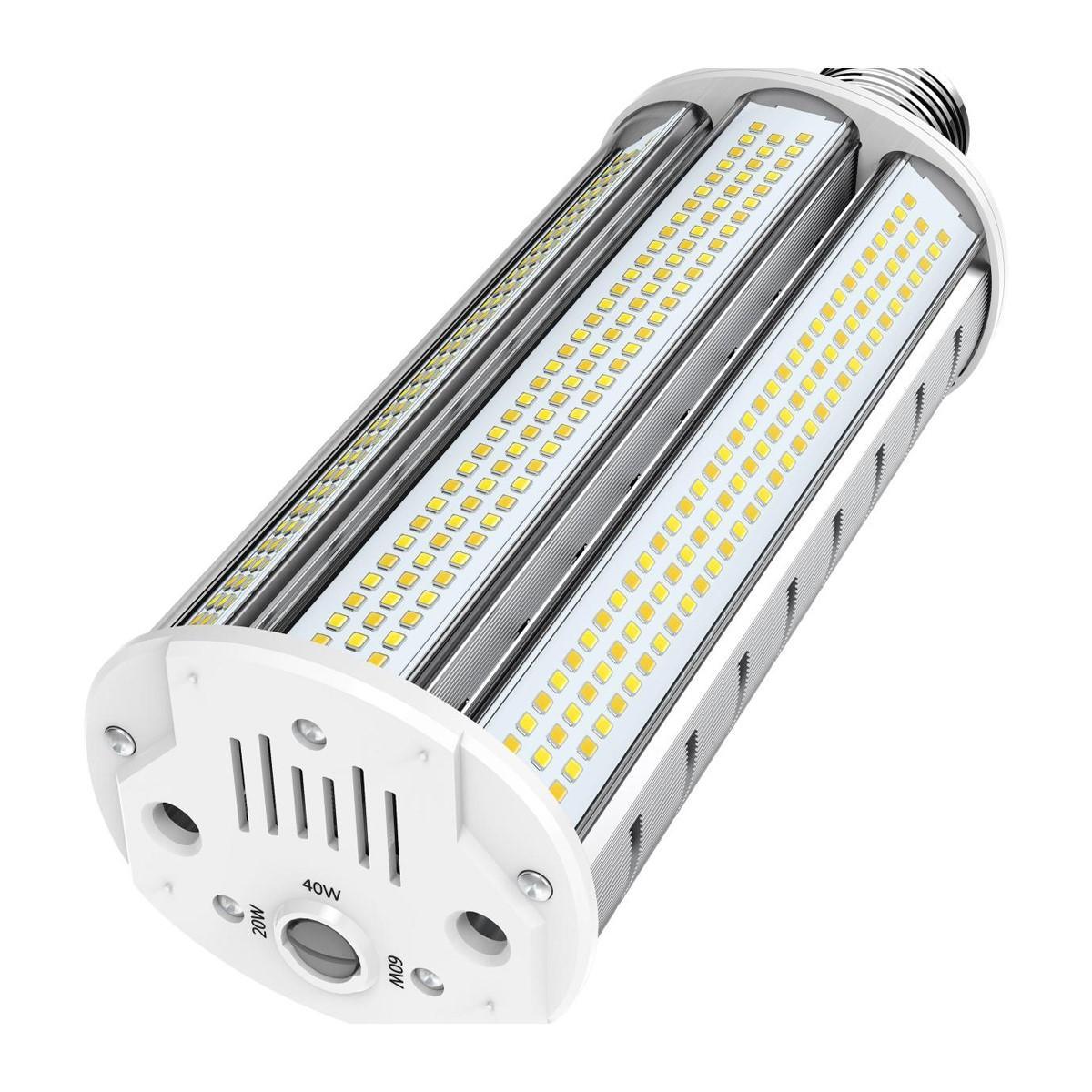 Wall Pack/Shoebox LED Retrofit Lamp, 60W, 9000 Lumens, Selectable CCT, 30K/40K/50K, EX39 Mogul Extended Base, 120-277V - Bees Lighting