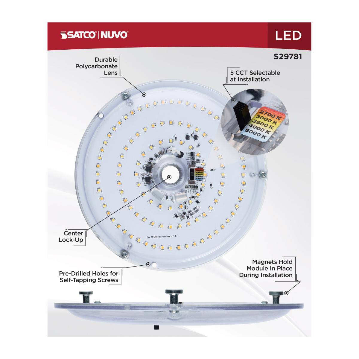 8" Round Flush Mount LED Retrofit Kit, 1800 Lumens, Selectable CCT, 120V - Bees Lighting