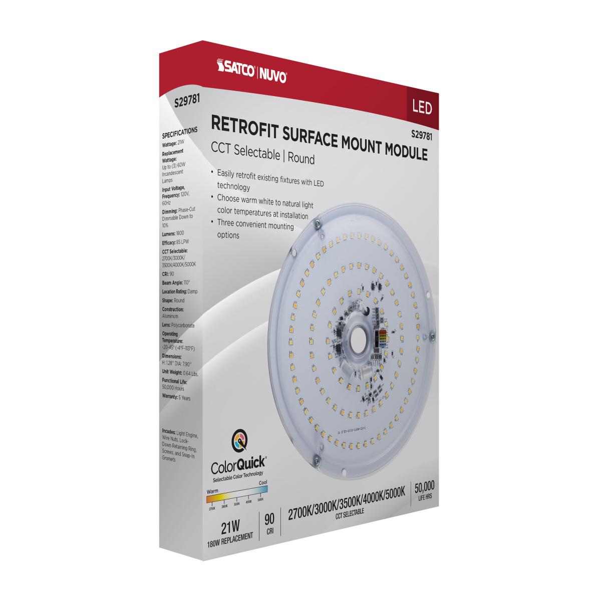 8" Round Flush Mount LED Retrofit Kit, 1800 Lumens, Selectable CCT, 120V - Bees Lighting