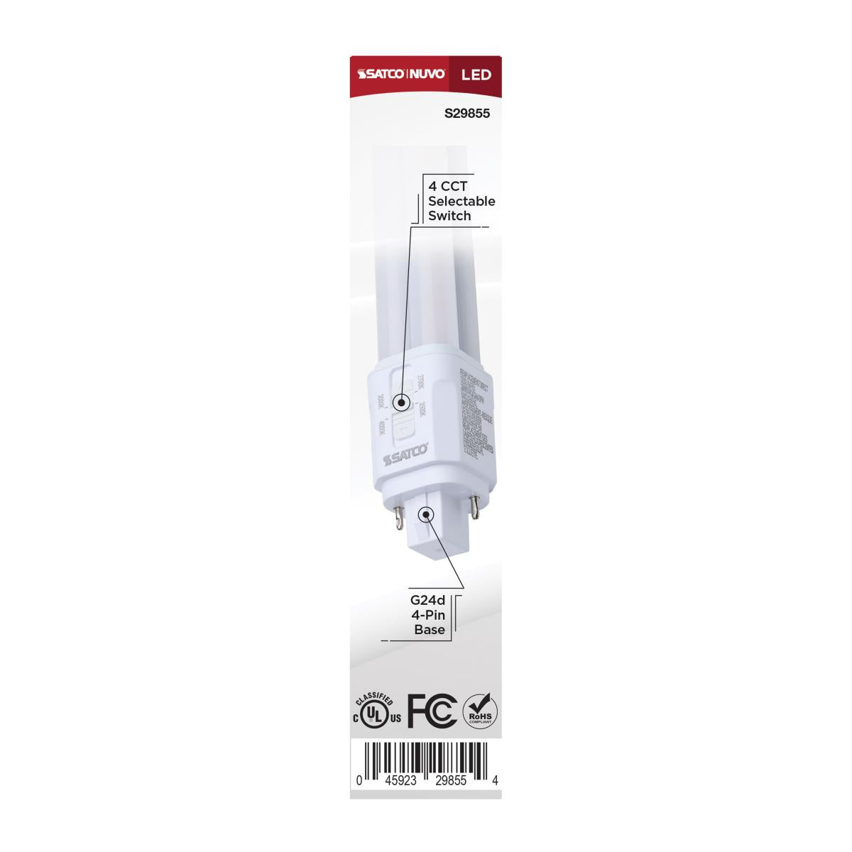 2 pin PL LED Lamp, 9W, 1200 Lumens, Ballast Bypass, 27K|30K|35K|40K, G24d Base - Bees Lighting