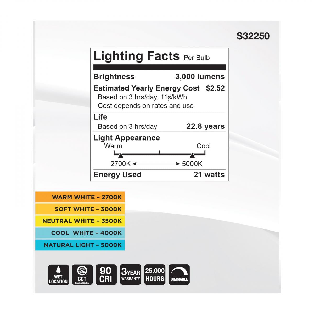 PAR38 LED Bulb, 21W, 3000 Lumens, Selectable 2700K to 5000K, E26 Base, 40° Flood, 120V - Bees Lighting