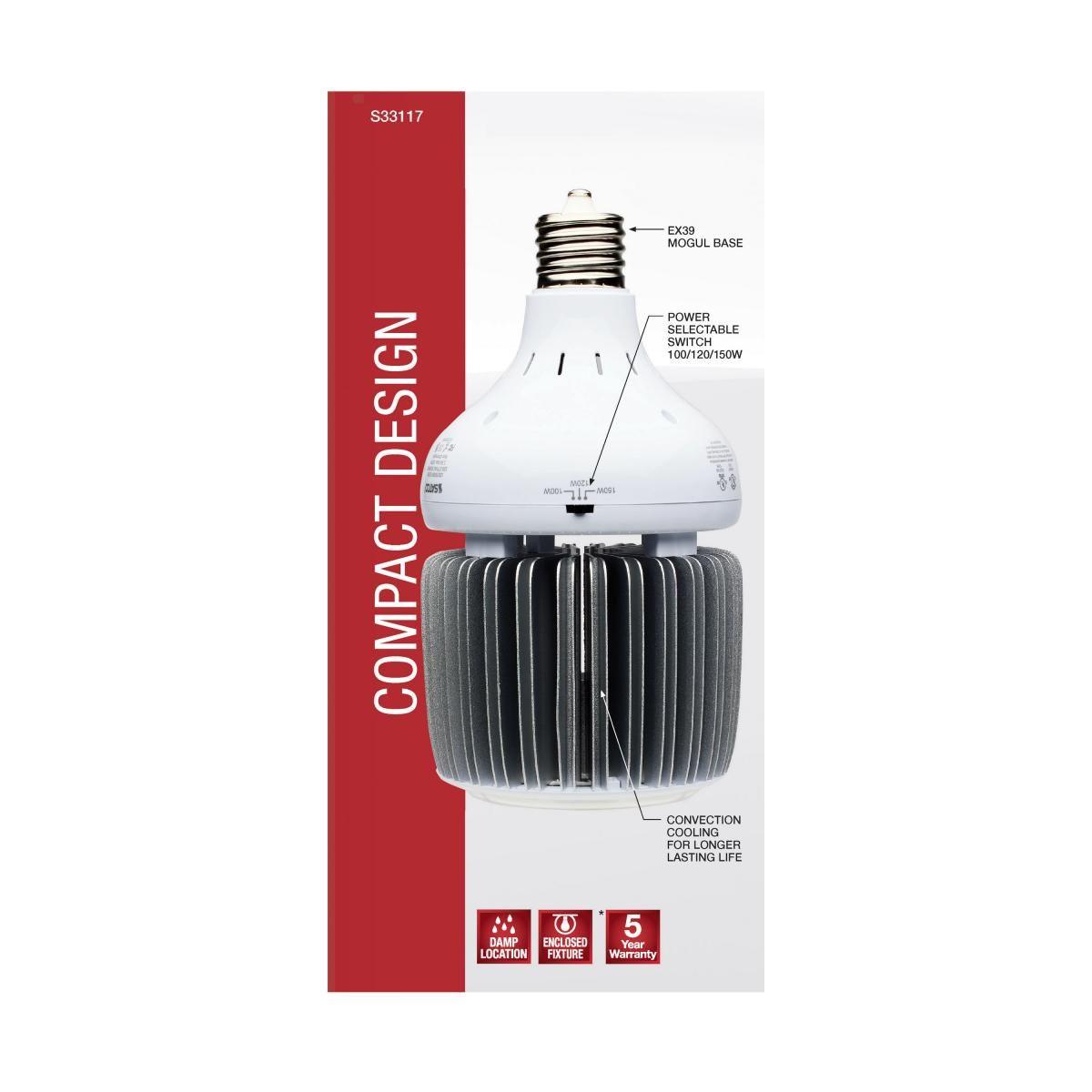 Retrofit LED High Bay Bulb, 150W, 21000 Lumens, 5000K, EX39 Mogul Extended Mogul Base, 120-277V