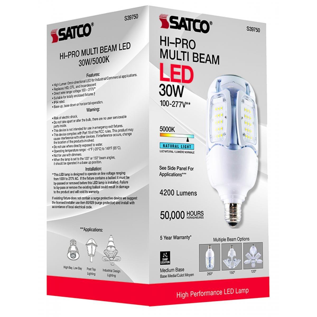 Hi-Pro Multi-Beam LED Lamp, 30 Watts, 4200 Lumens, 5000K, E26 Medium Base, 120-277V