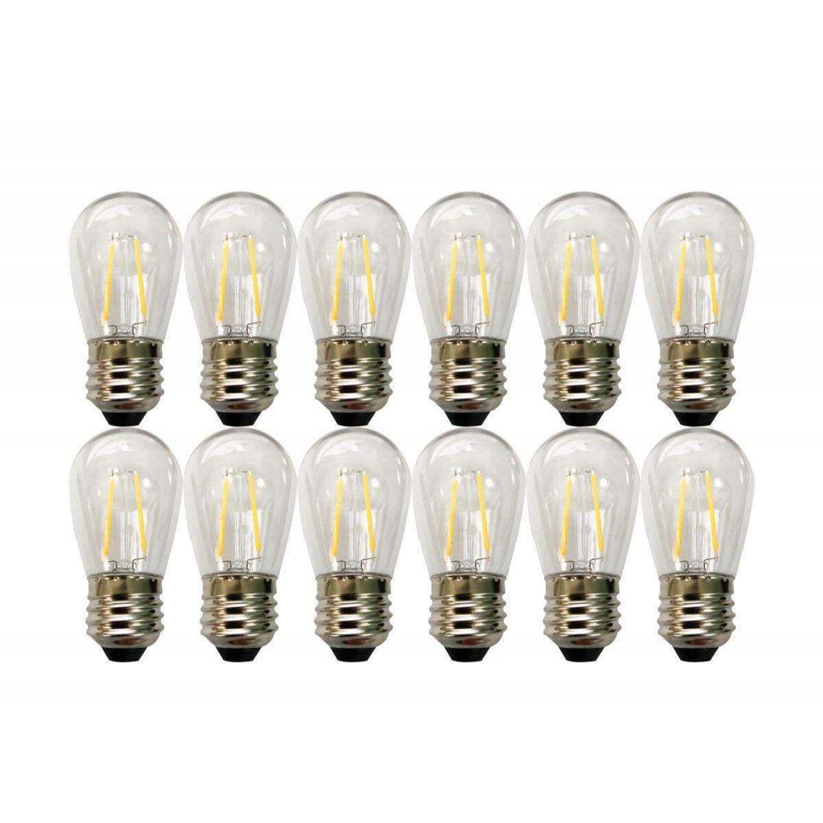 Outdoor LED String Light, 24 Feet, 12 LED filament bulbs, 2700K Warm white