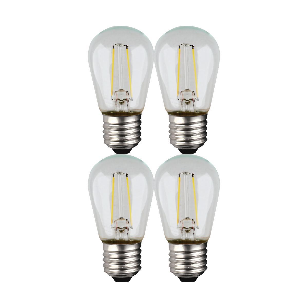 LED S14 Straight Tapered Bulb, 1 Watt, 100 Lumens, 2700K, E26 Medium Base, Clear Finish, Pack Of 4 - Bees Lighting