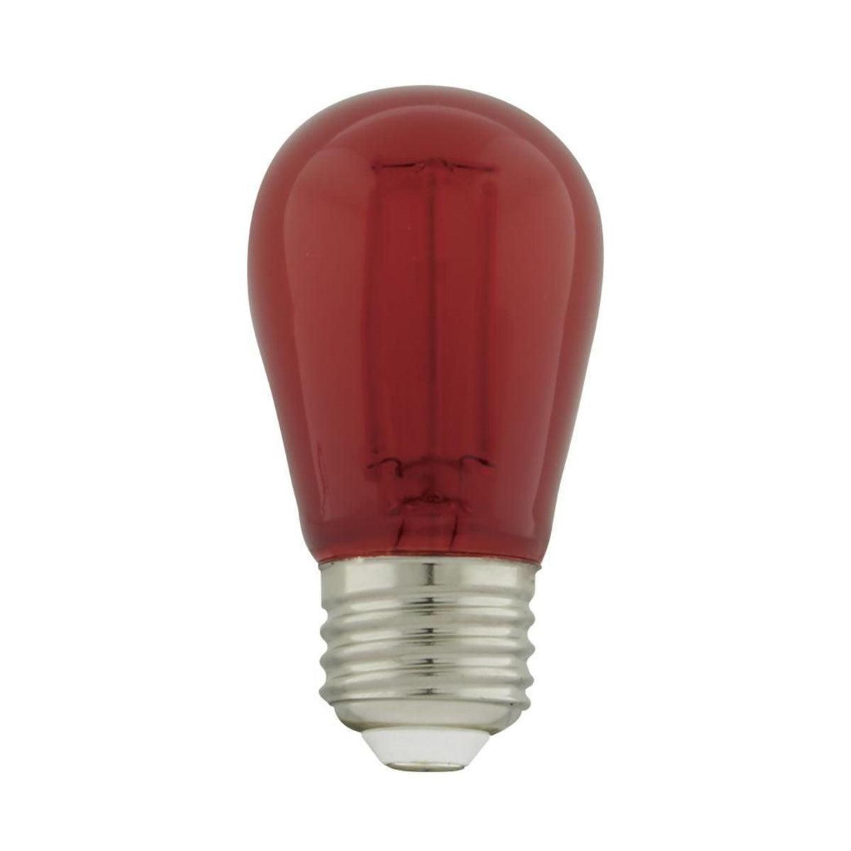 LED S14 Straight Tapered Bulb, 1 Watt, 40 Lumens, Red, E26 Medium Base, Clear Finish, Pack Of 4