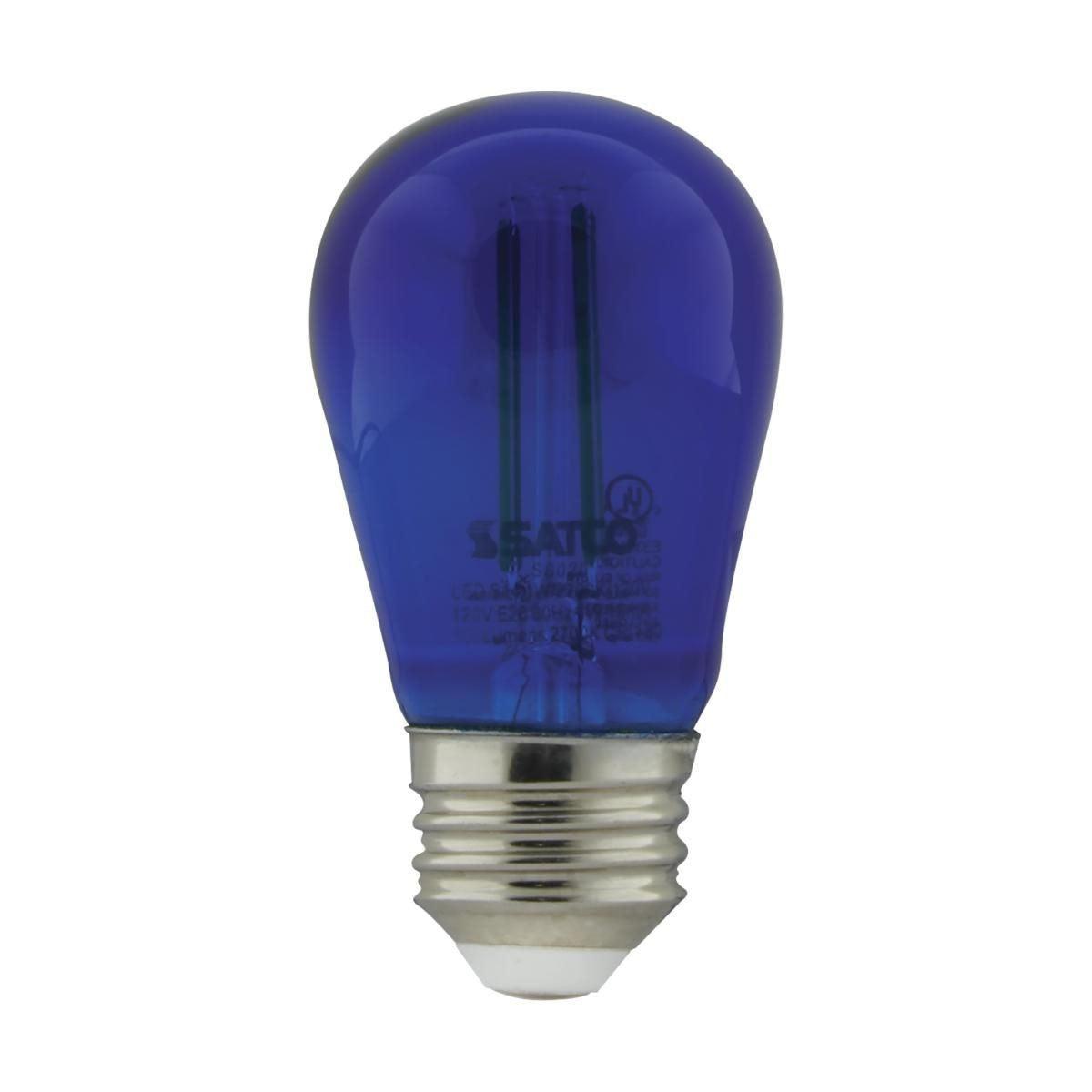 LED S14 Straight Tapered Bulb, 1 Watt, 15 Lumens, Blue, E26 Medium Base, Clear Finish, Pack Of 4 - Bees Lighting