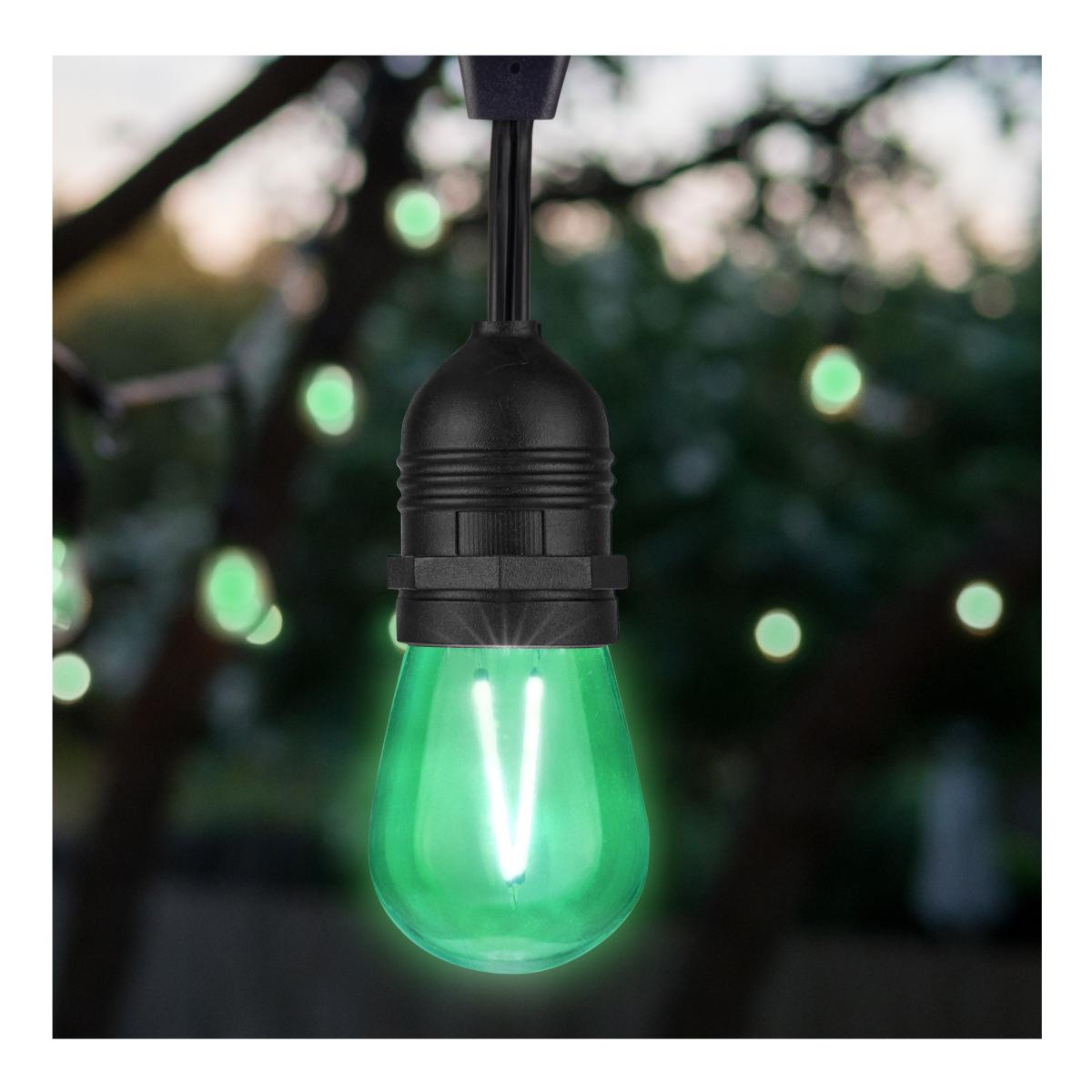 S14 Filament LED Bulb, 1W, 20lm, E26 Base, Transparent Green Finish , Pack of 4 - Bees Lighting