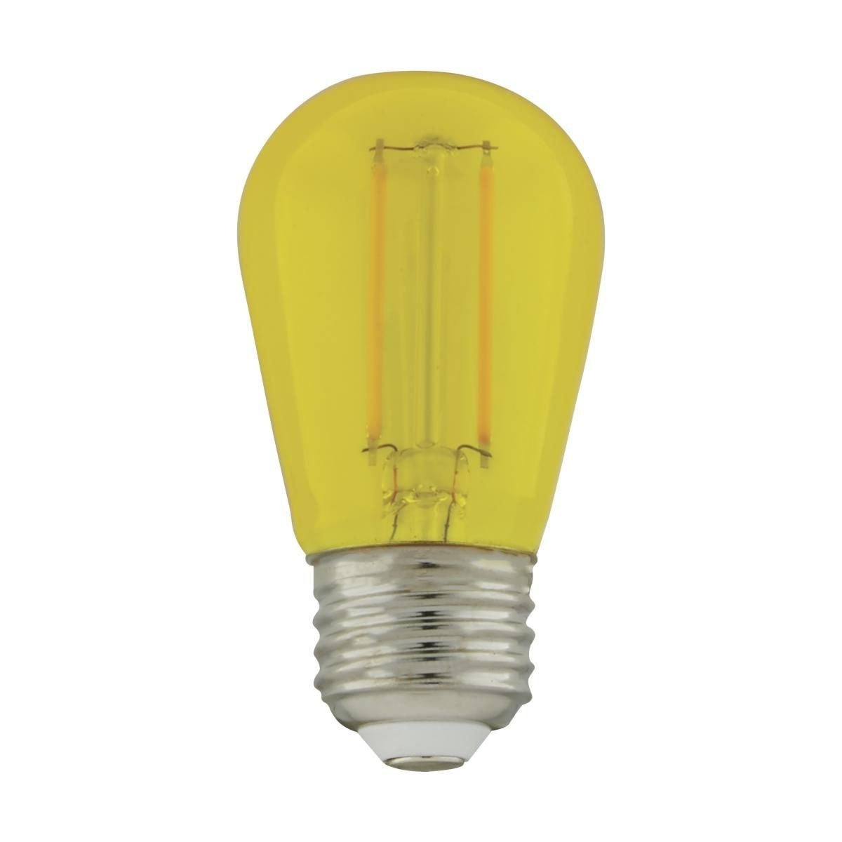 LED S14 Straight Tapered Bulb, 1 Watt, 120 Lumens, Yellow, E26 Medium Base, Clear Finish, Pack Of 4