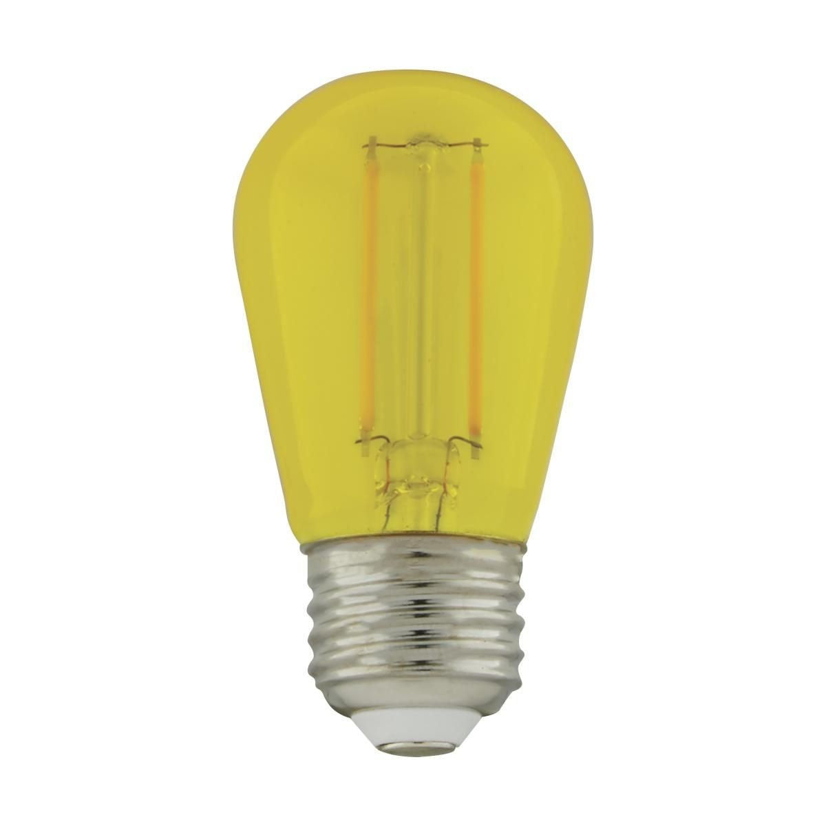 S14 Filament LED Bulb, 1W, 40lm, E26 Base, Transparent Yellow Finish , Pack of 4 - Bees Lighting