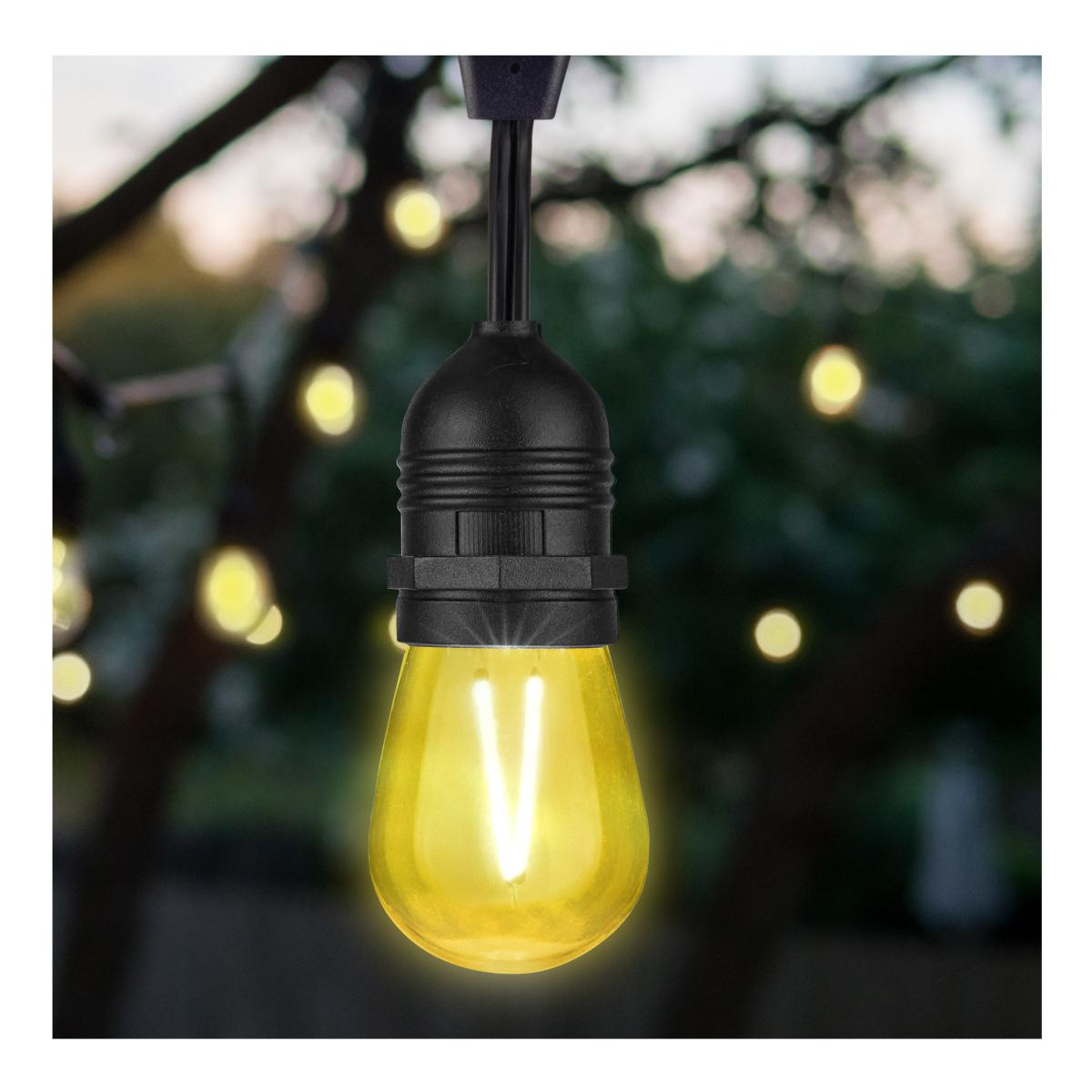 S14 Filament LED Bulb, 1W, 40lm, E26 Base, Transparent Yellow Finish , Pack of 4 - Bees Lighting