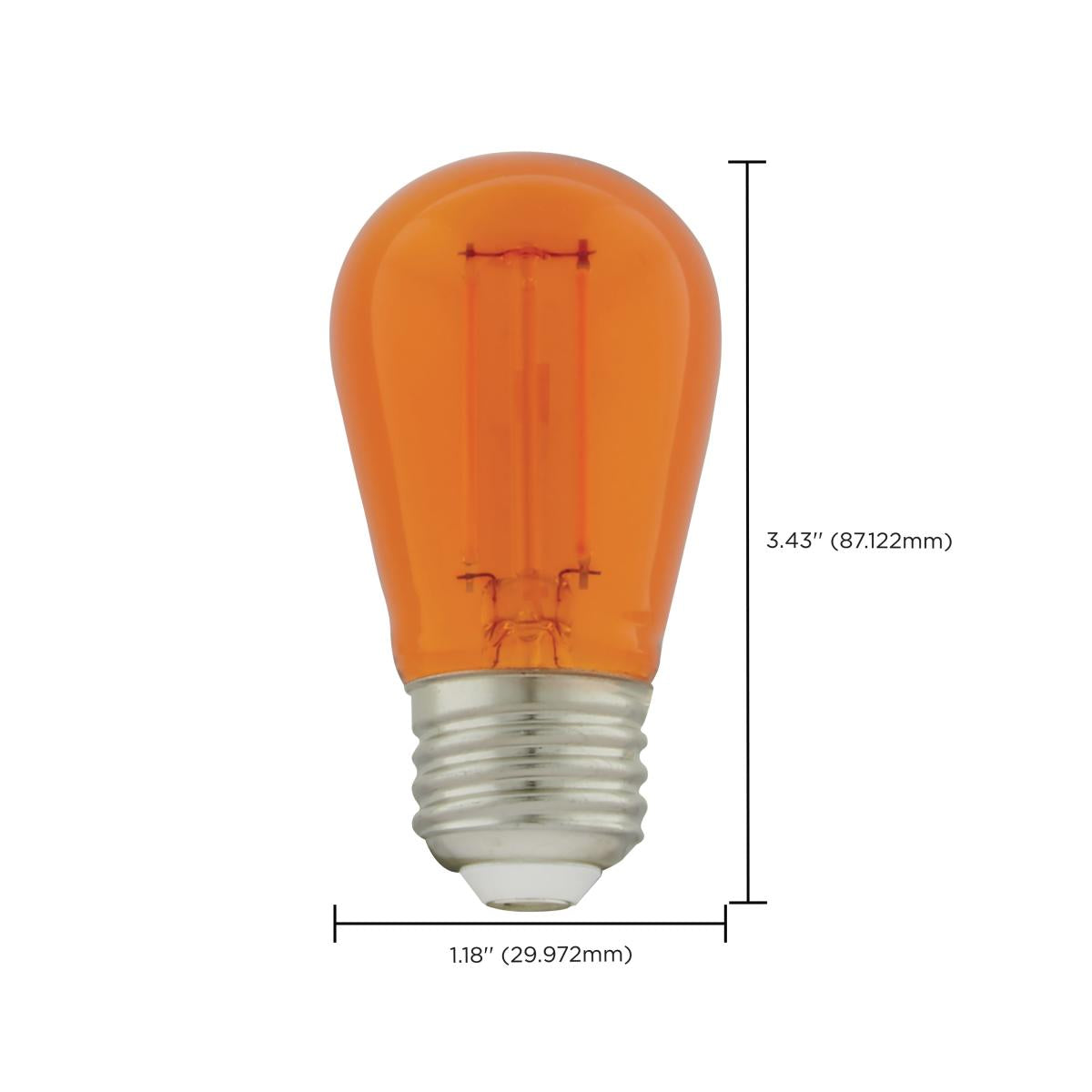 S14 Filament LED Bulb, 1W, 30lm, E26 Base, Transparent Orange Finish , Pack of 4 - Bees Lighting